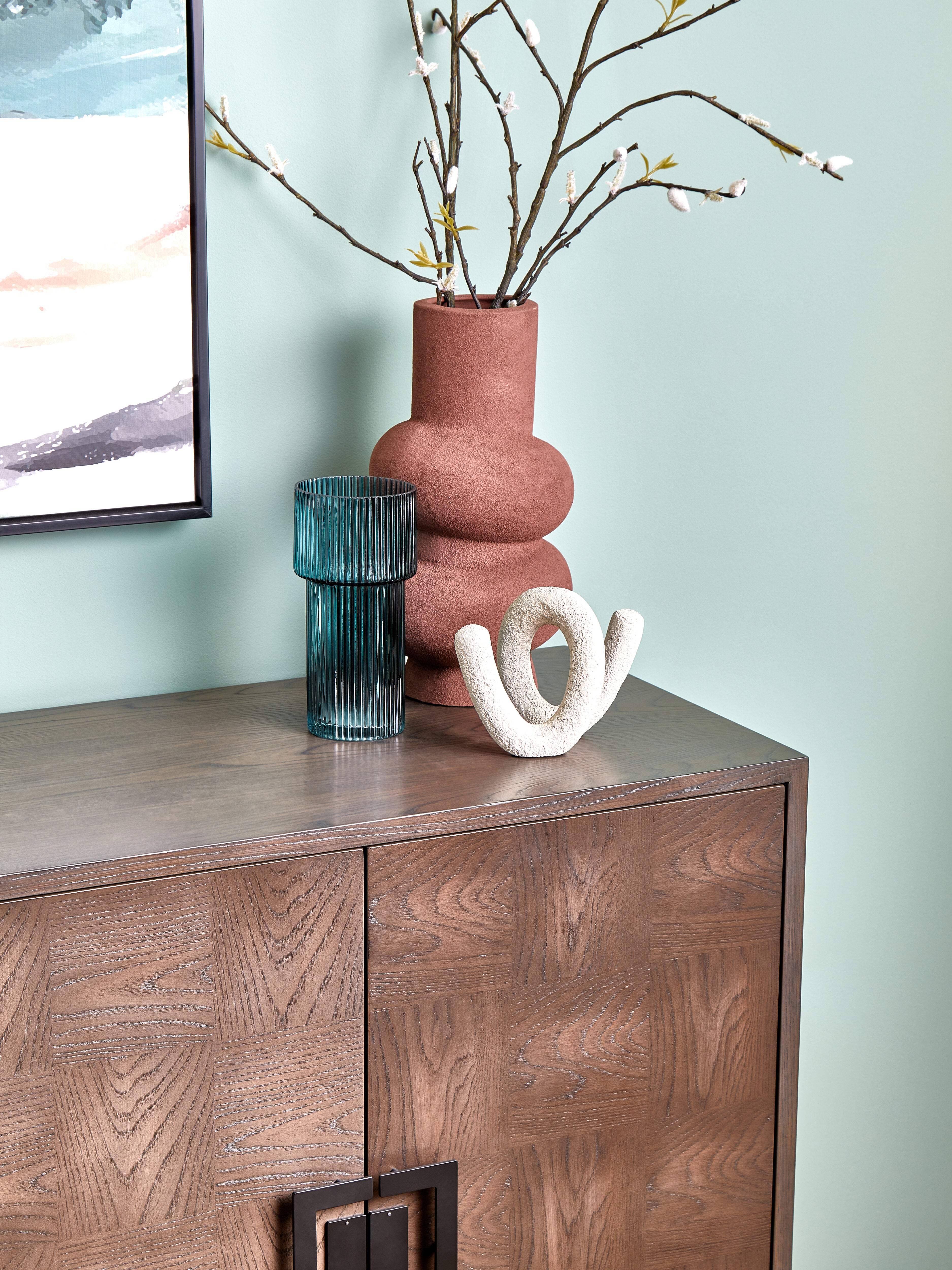 Jetta Checkered Antique Grey Elm Wood Sideboard