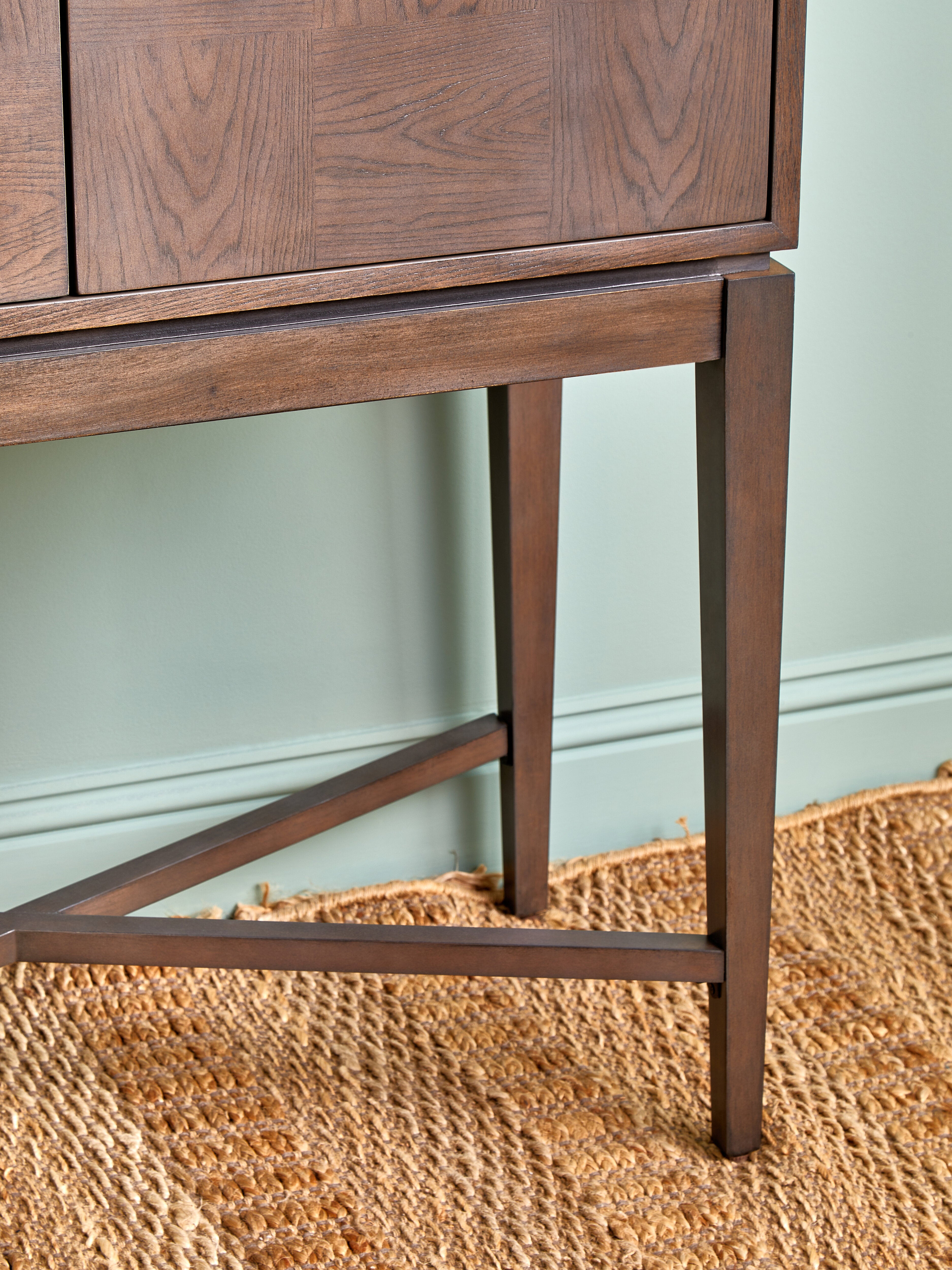 Jetta Checkered Antique Grey Elm Wood Cabinet