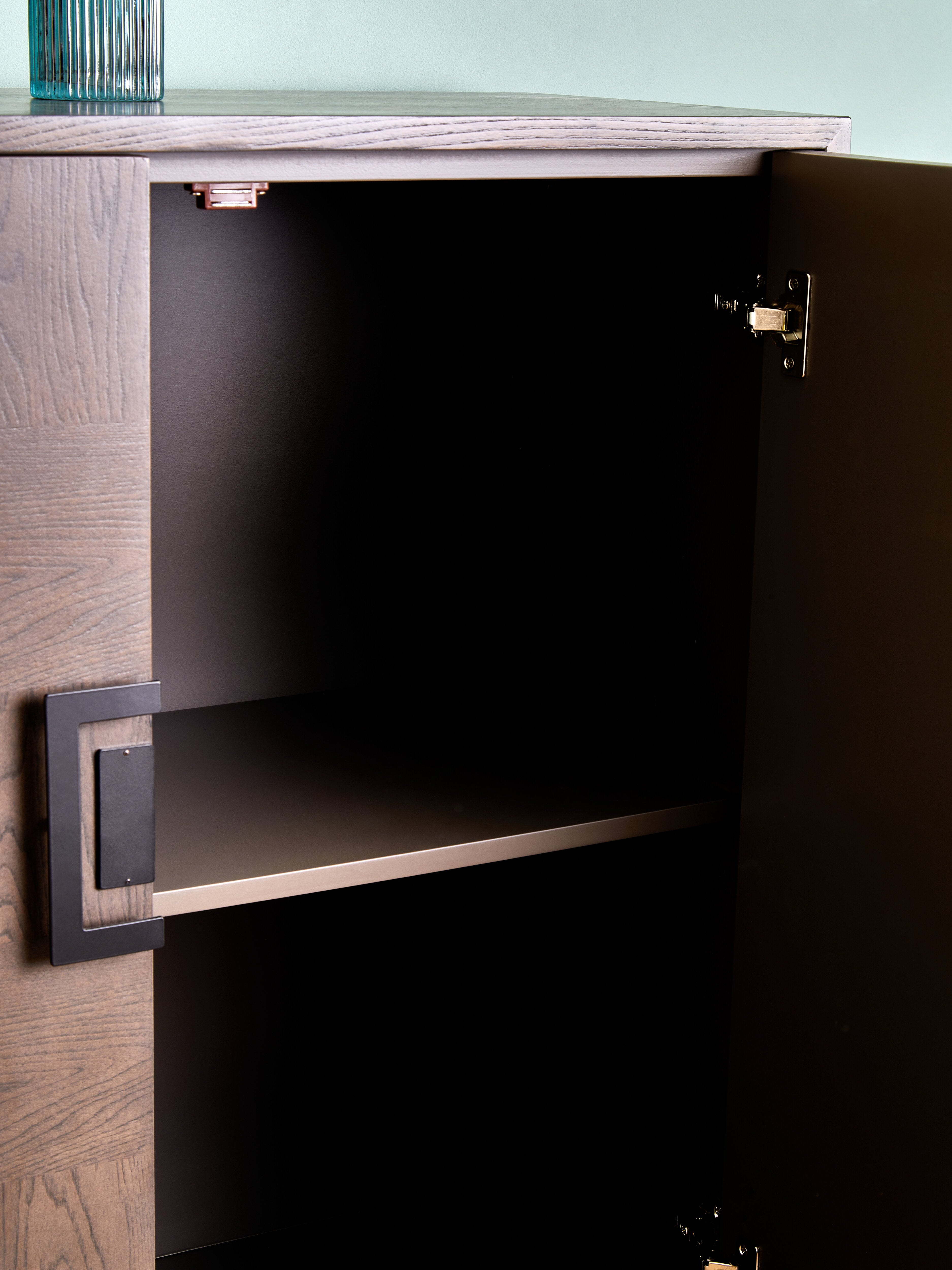 Jetta Checkered Antique Grey Elm Wood Cabinet