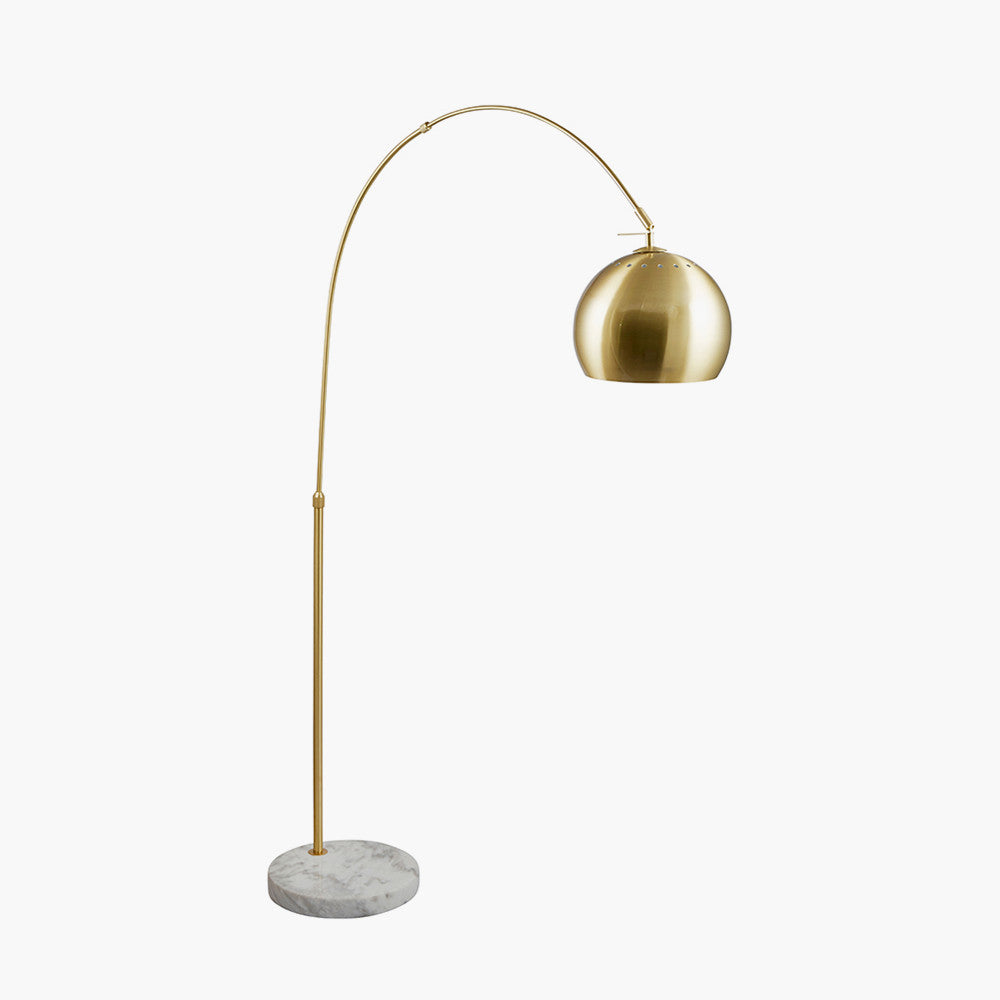 Feliciani Brushed Brass Metal & White Marble Floor Lamp