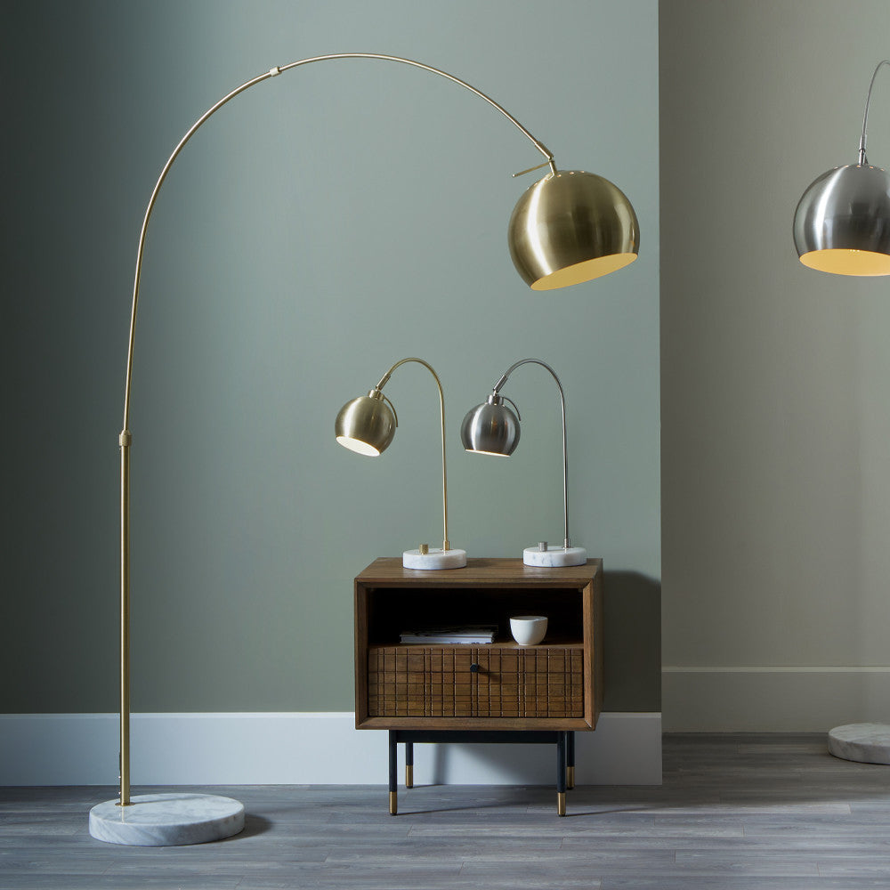 Feliciani Brushed Brass Metal & White Marble Floor Lamp