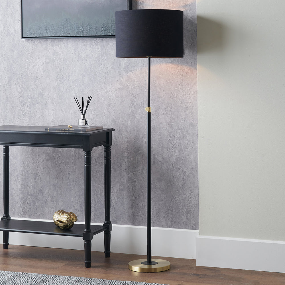 Bryce Black and Gold Metal Rise and Fall Floor Lamp