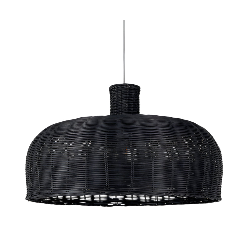 Caswell Black Rattan Dome Pendant Light