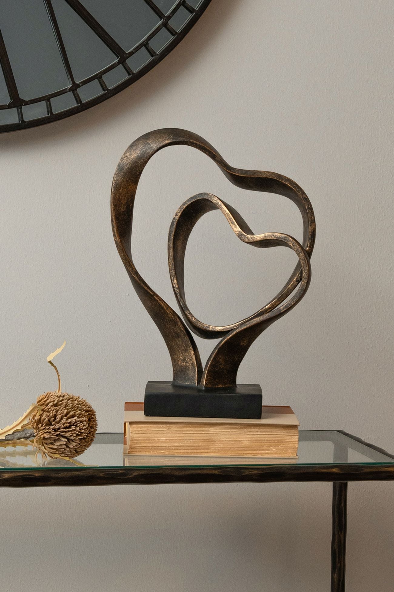 Antique Bronze Double Heart Sculpture lifestyle