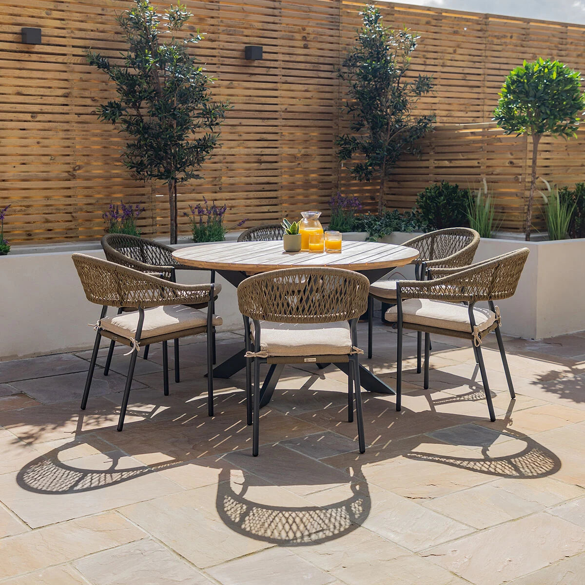 Bali Sandstone Round Dining Set | 6 Seater
