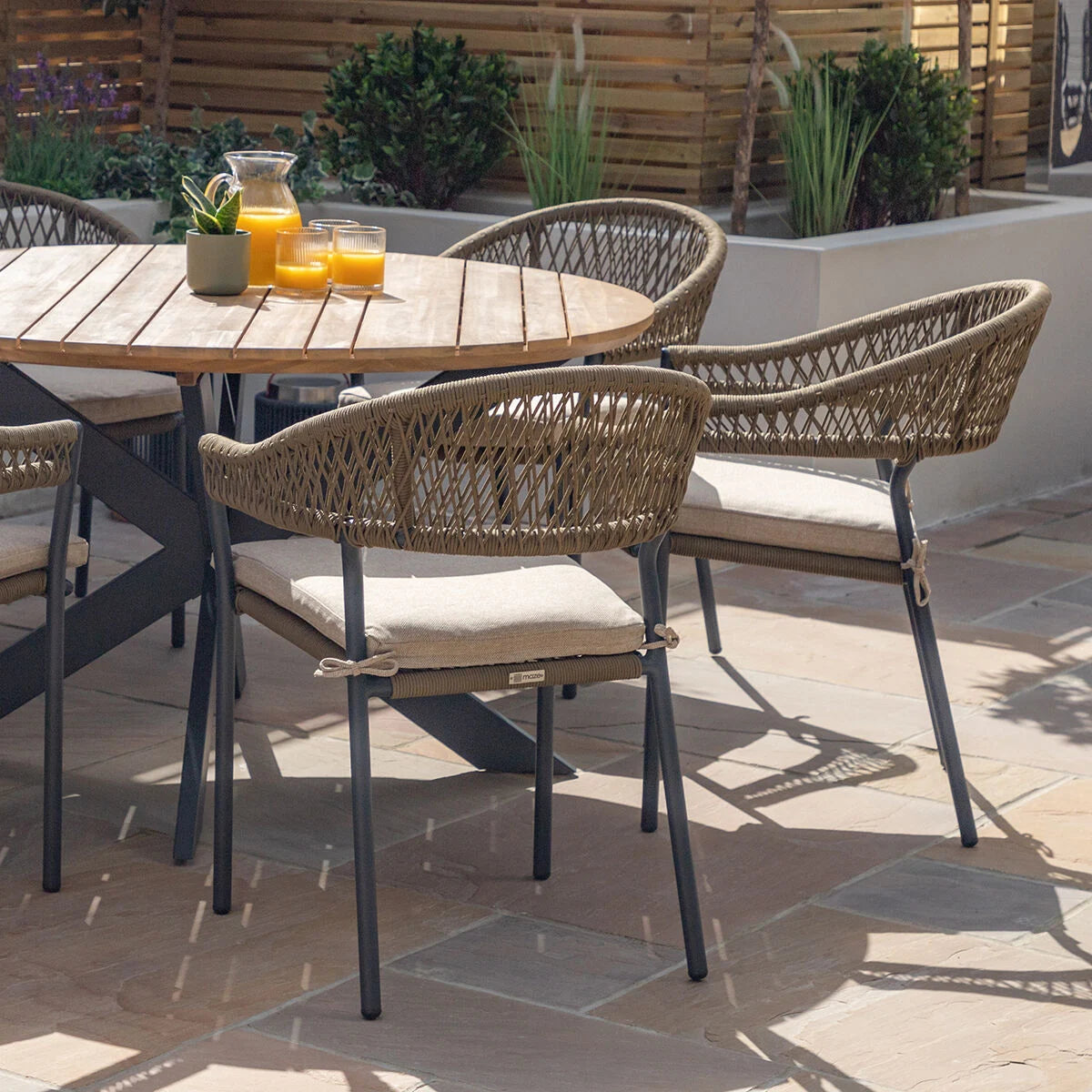 Bali Sandstone Round Dining Set | 6 Seater