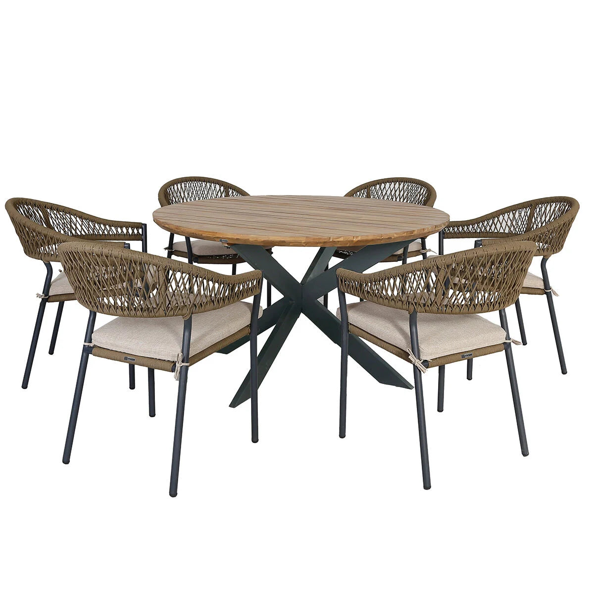 Bali Sandstone Round Dining Set | 6 Seater