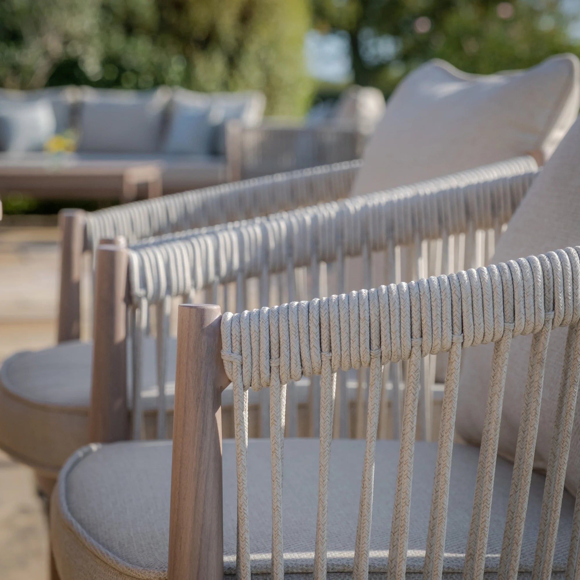Havana Natural Linen Rectangular Outdoor Dining Set | 6 Seater