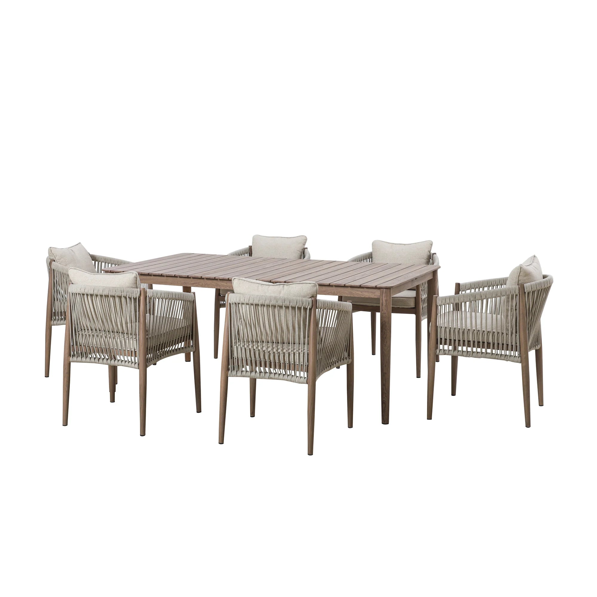 Havana Natural Linen Rectangular Outdoor Dining Set | 6 Seater