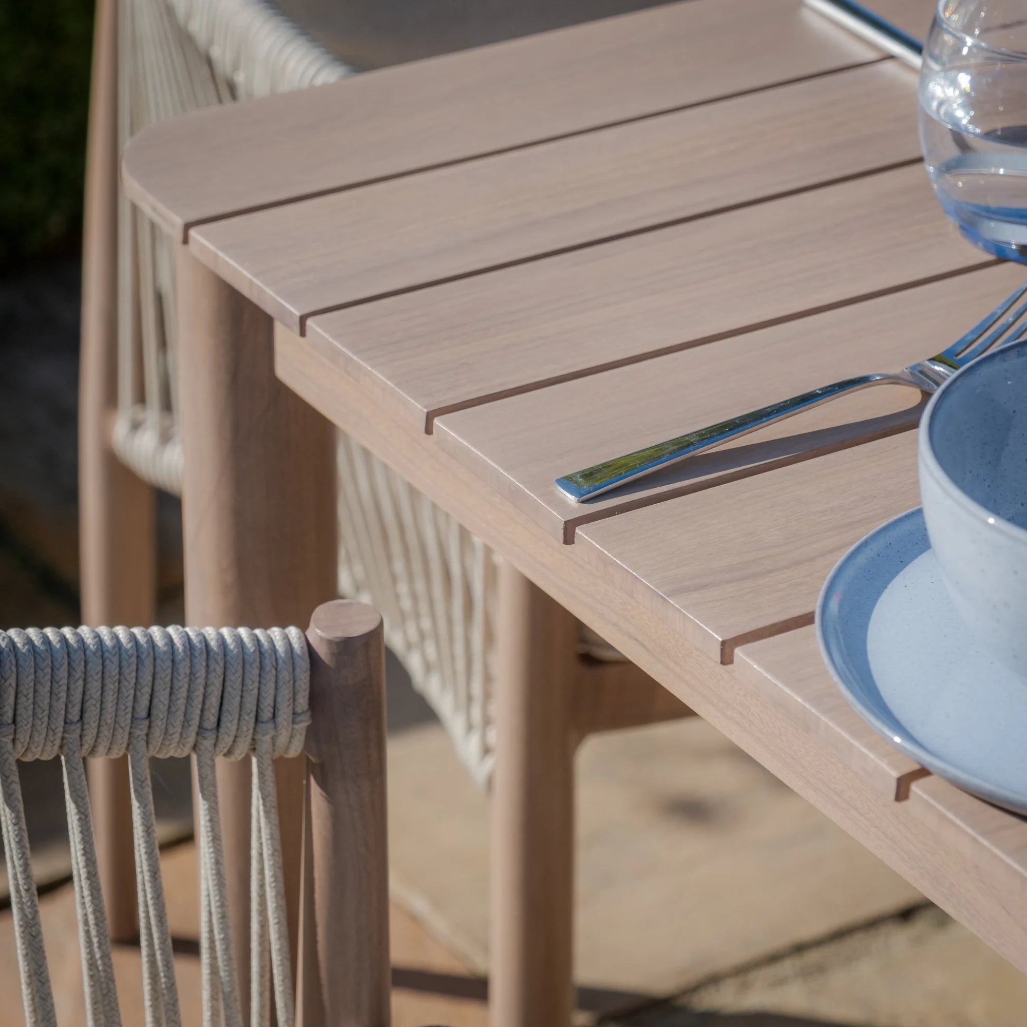 Havana Natural Linen Square Outdoor Dining Set | 8 Seater
