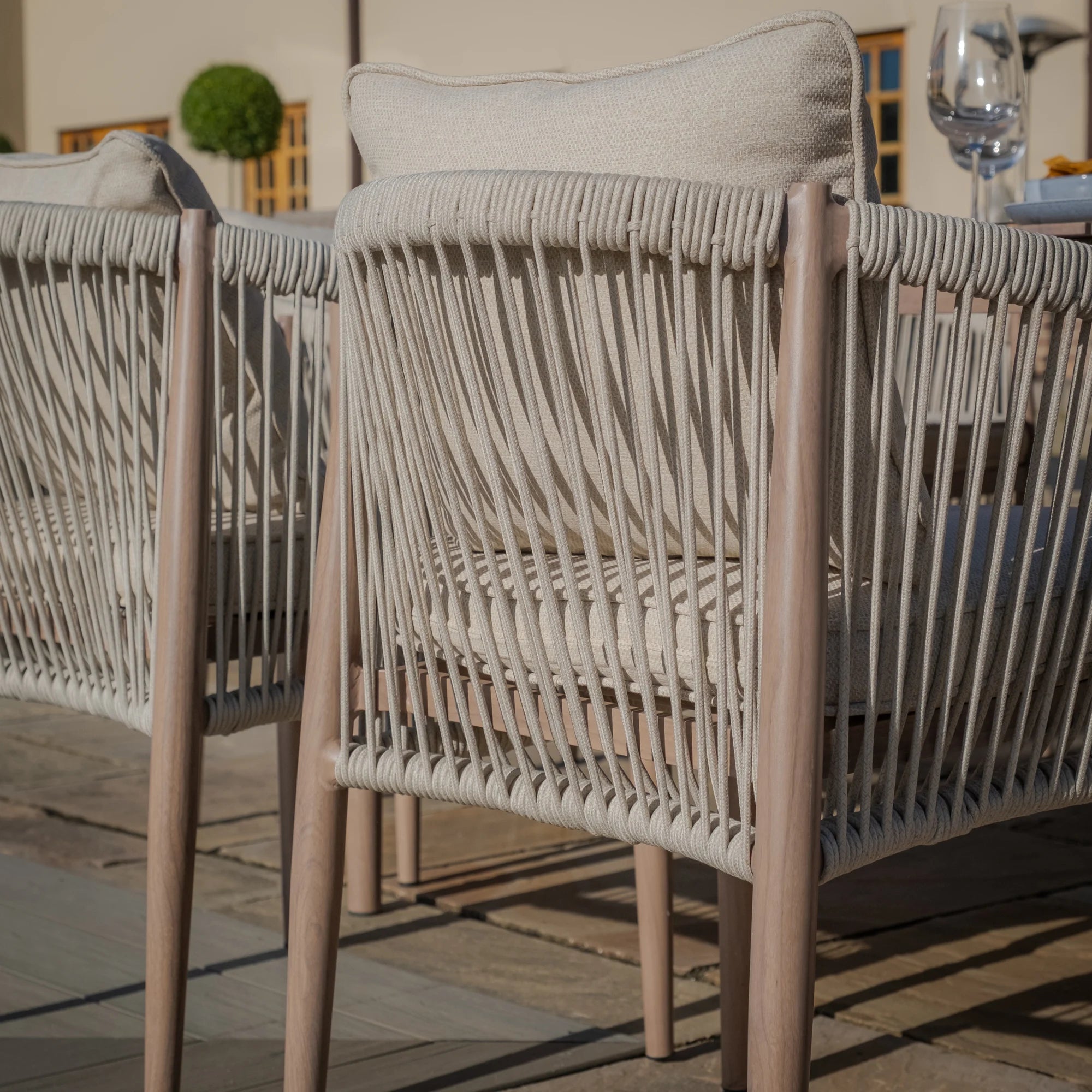 Havana Natural Linen Square Outdoor Dining Set | 8 Seater