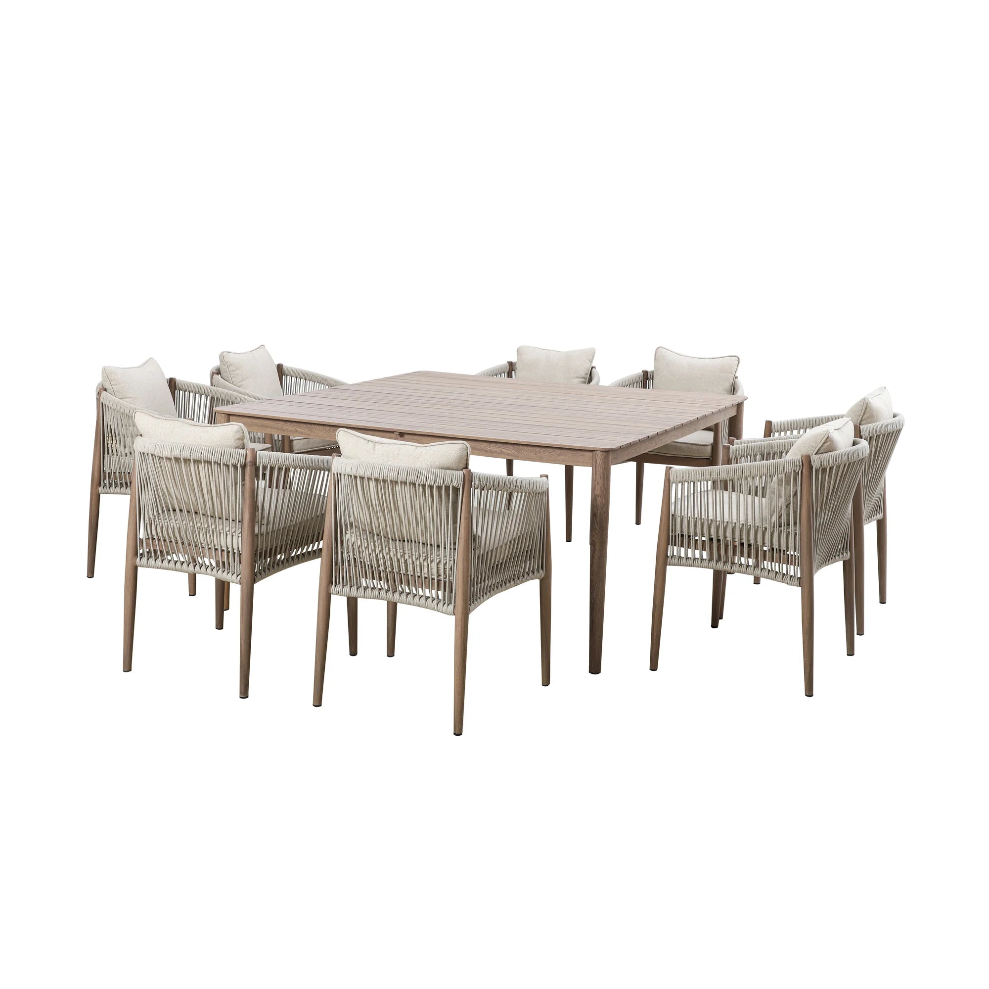 Havana Natural Linen Square Outdoor Dining Set | 8 Seater