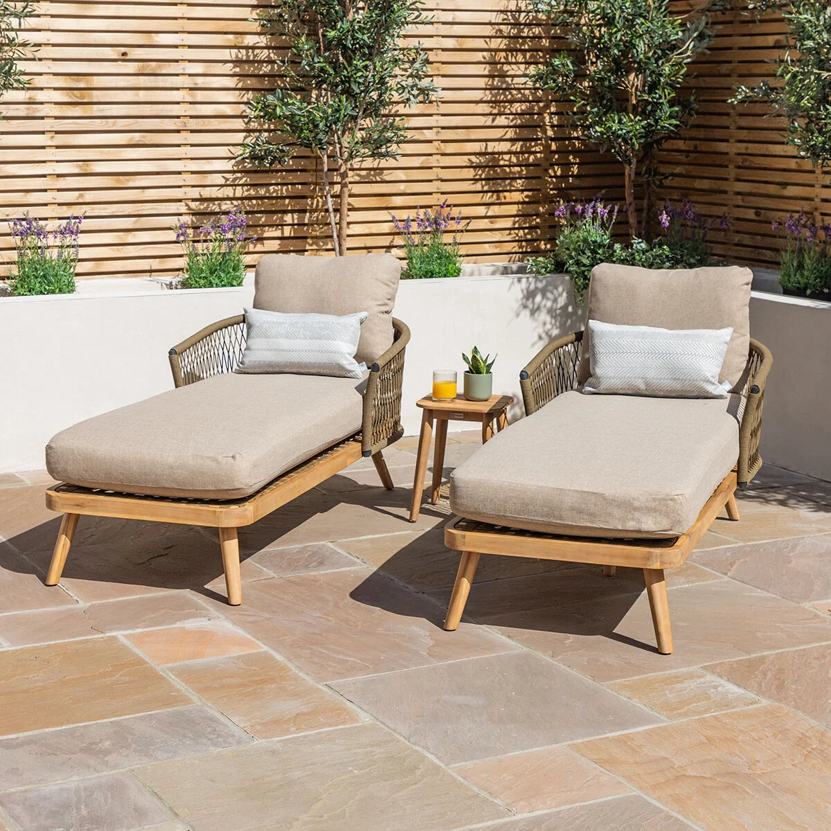 Bali Sandstone Double Sunlounger Set