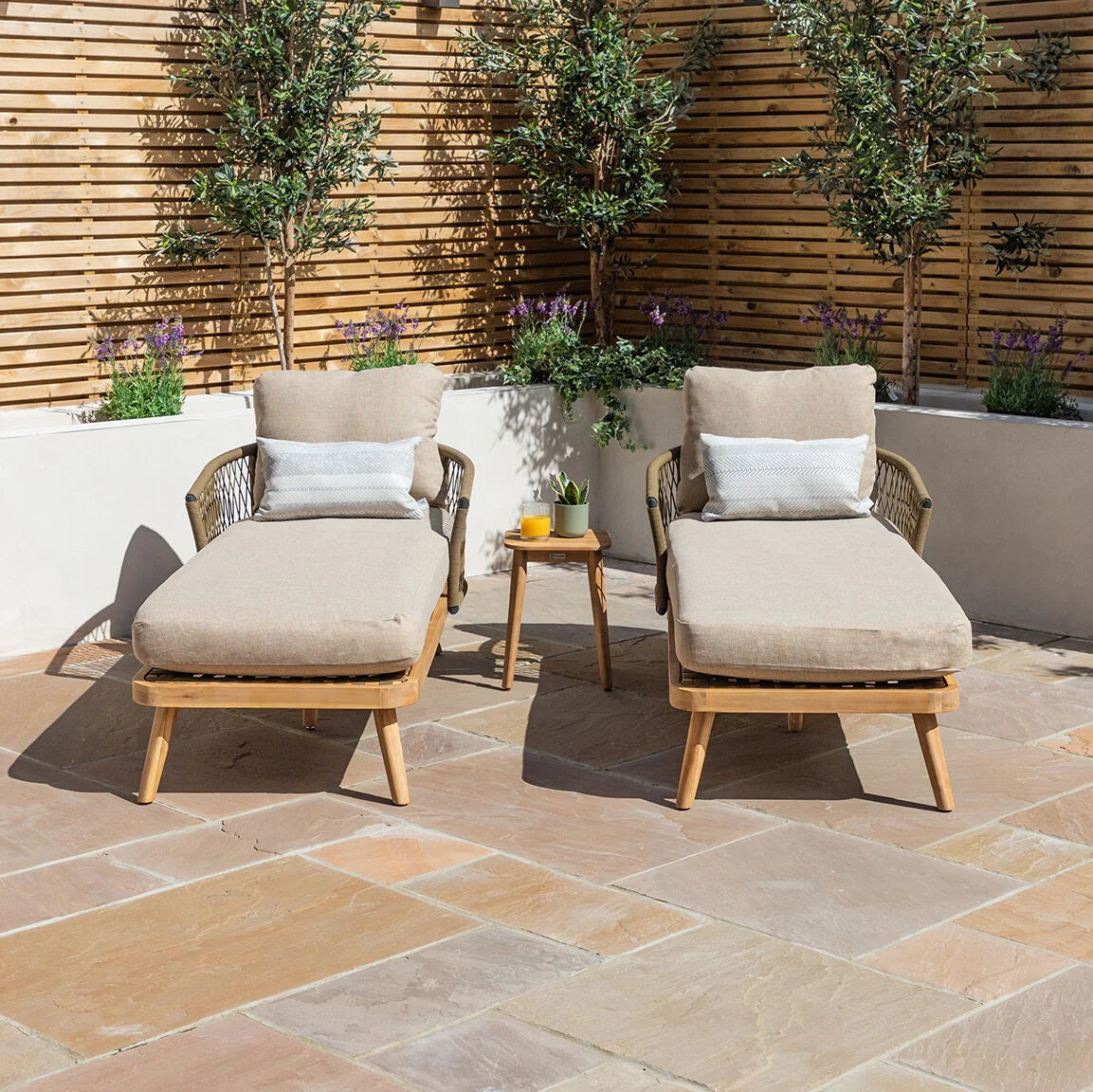 Bali Sandstone Double Sunlounger Set