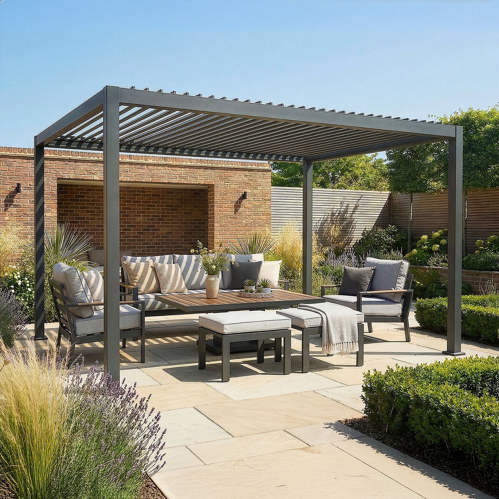 Jupiter Pergola Grey Aluminium Rectangular 30x40