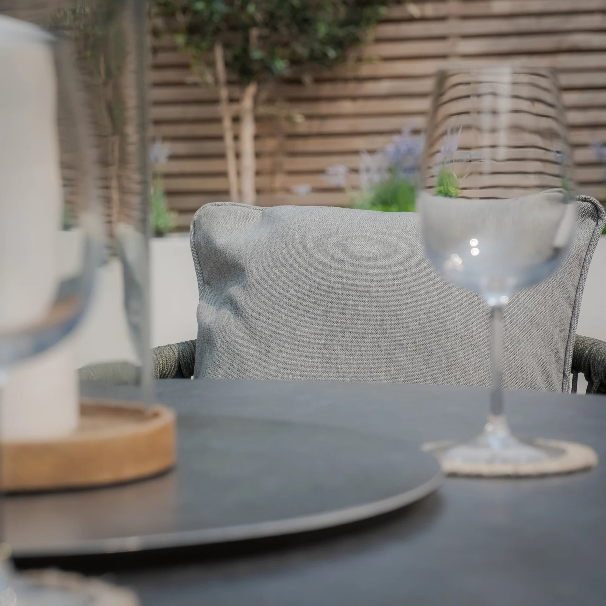 Monaco Ivy Green Round Outdoor Dining Set with Lazy Susan | 4 Seater