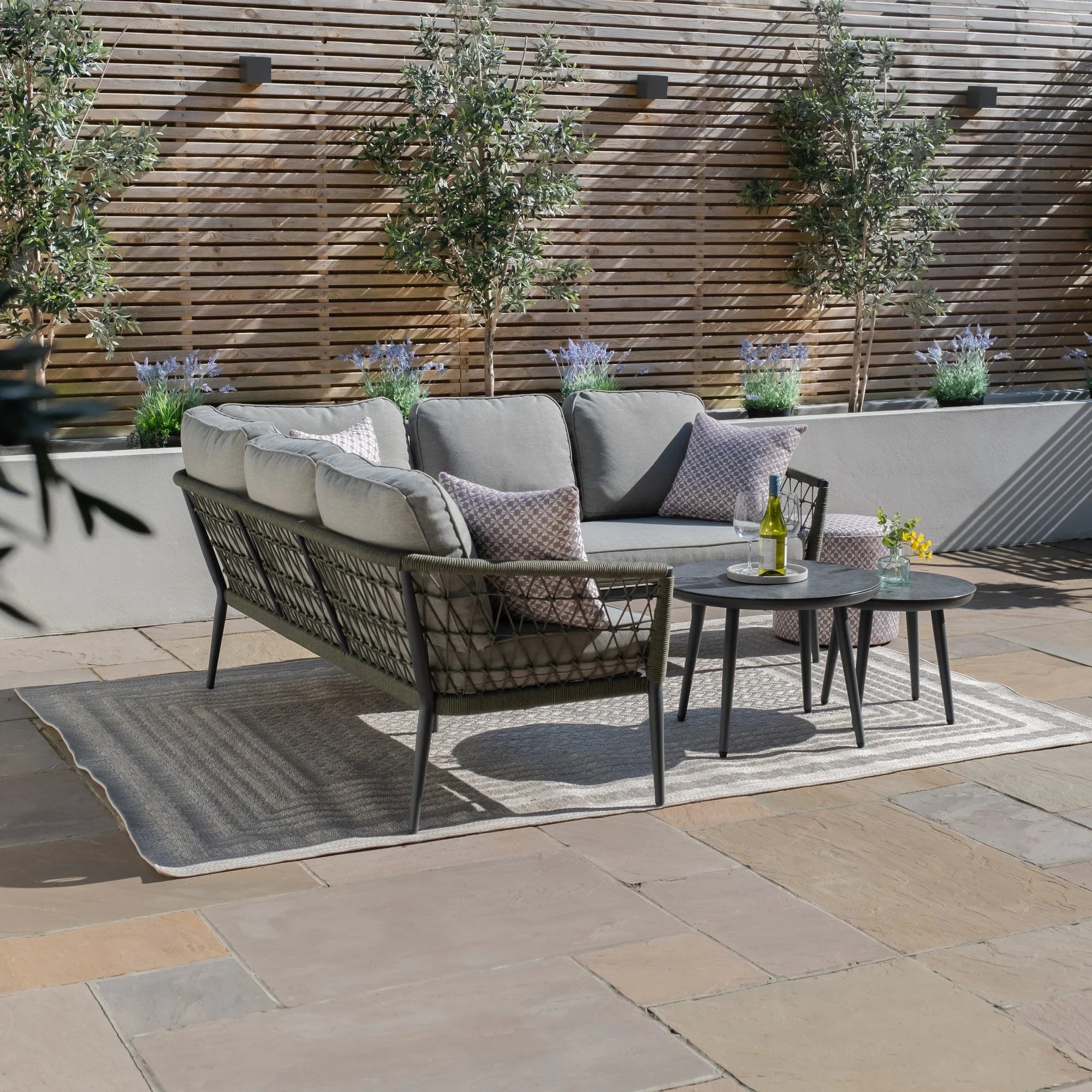 Monaco Small Corner Sofa Set with Armchair - Ivy Green