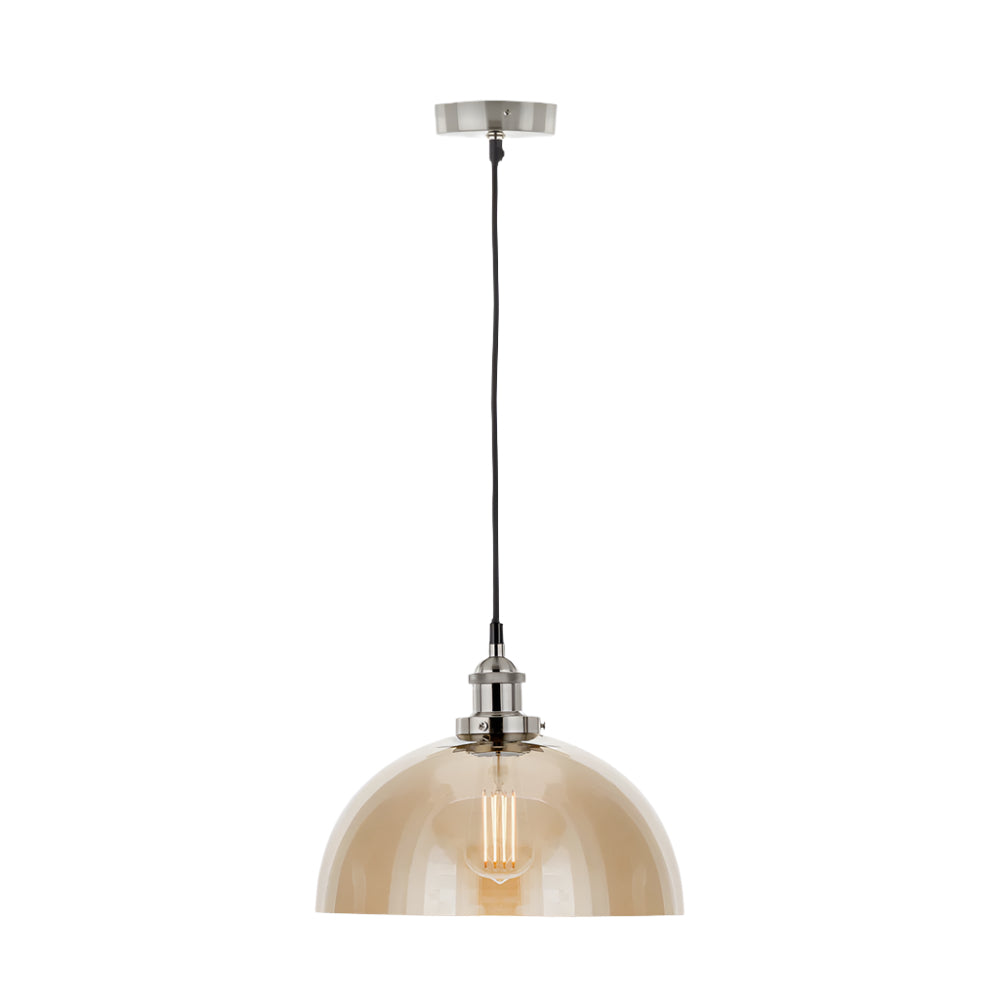 Cecilia Antique Silver Metal and Lustre Glass Dome Pendant