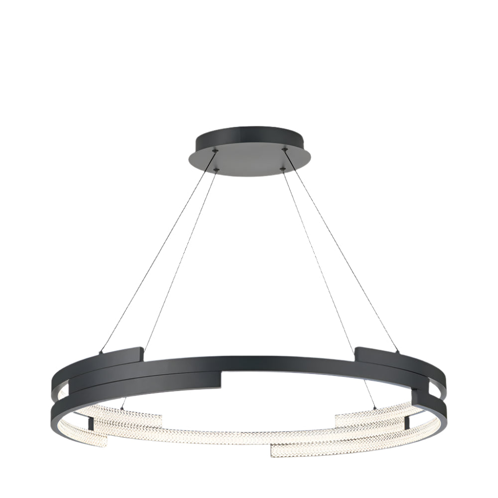 Sienna Matte Black & Crystal LED Ring Pendant Light