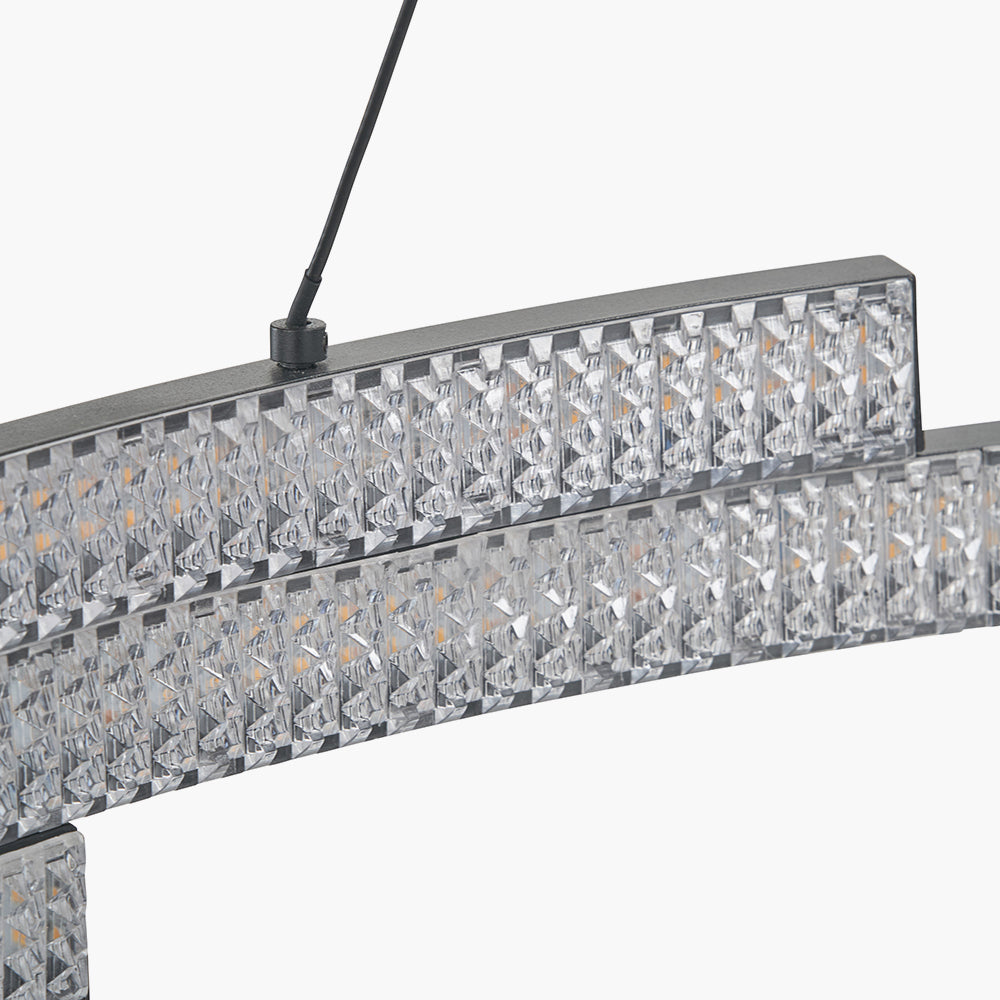 Sienna Matte Black & Crystal LED Ring Pendant Light