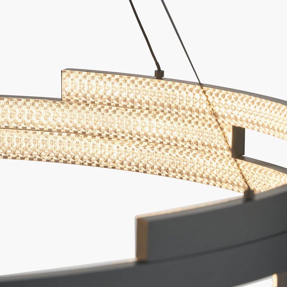 Sienna Matte Black & Crystal LED Ring Pendant Light