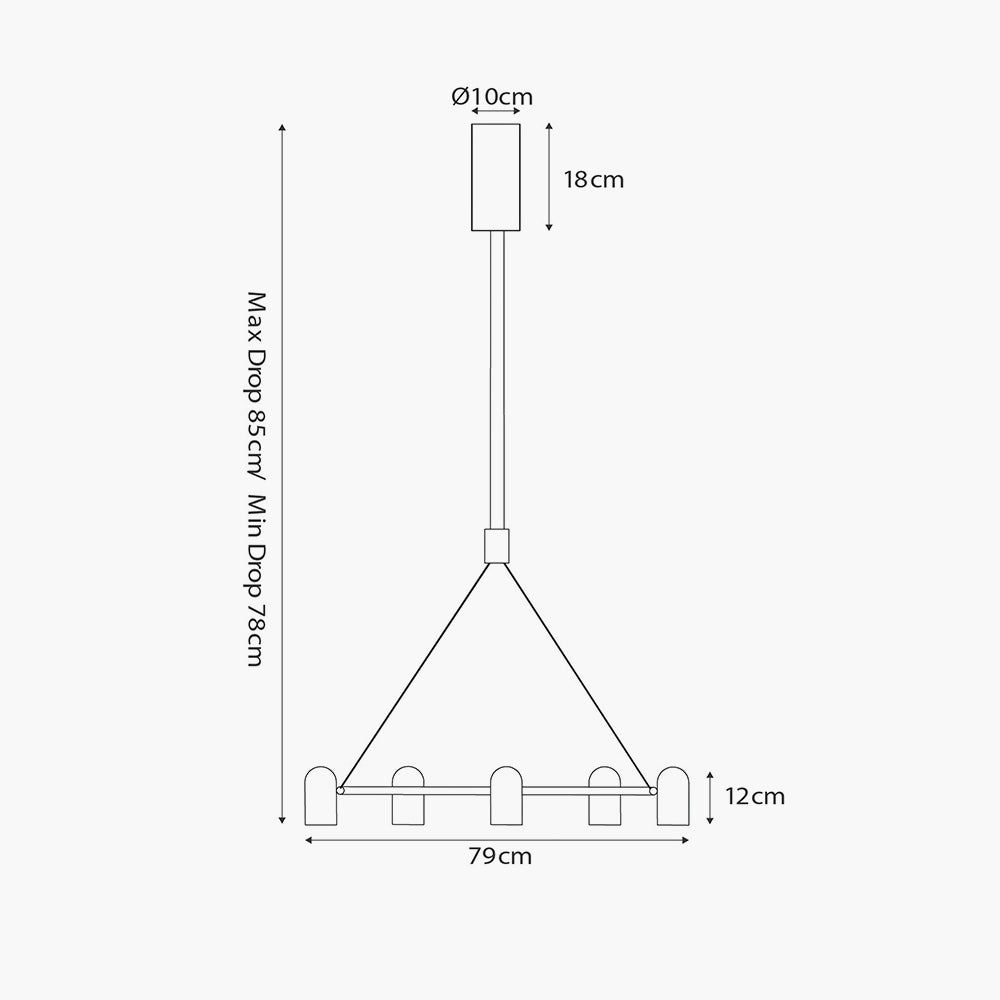 Xena Black & Rose Gold Metal 8 Light LED Pendant Light