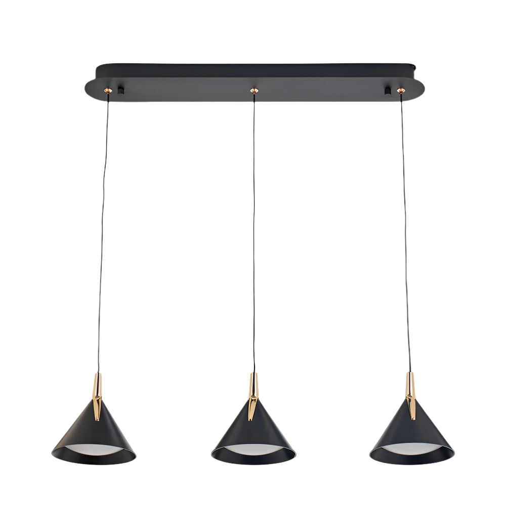 Astarion Matt Black & Gold 3 Drop LED Pendant Light