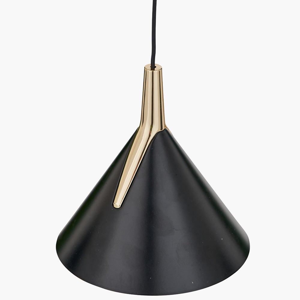 Astarion Matt Black & Gold 3 Drop LED Pendant Light