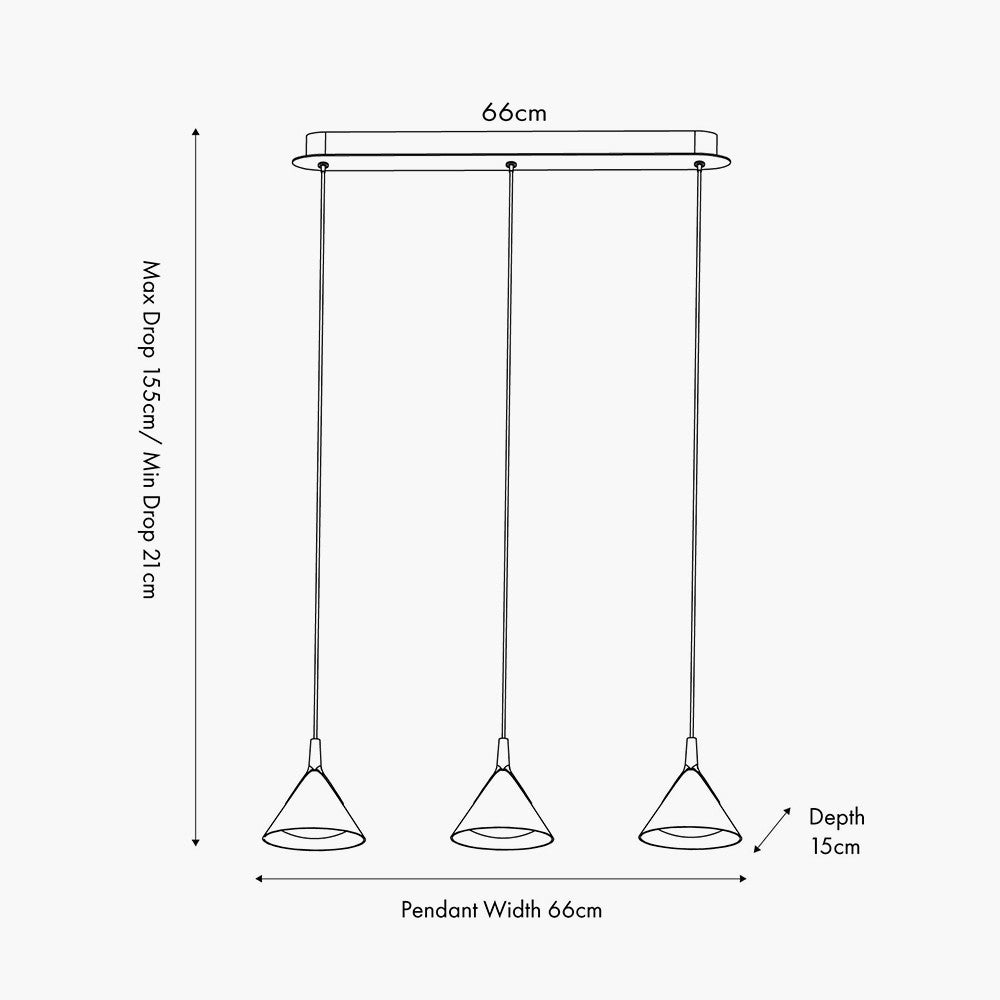 Astarion Matt Black & Gold 3 Drop LED Pendant Light