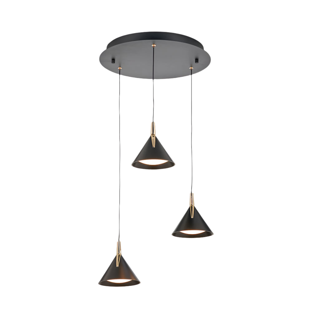 Astarion Matt Black & Gold Multi Drop LED Pendant Light