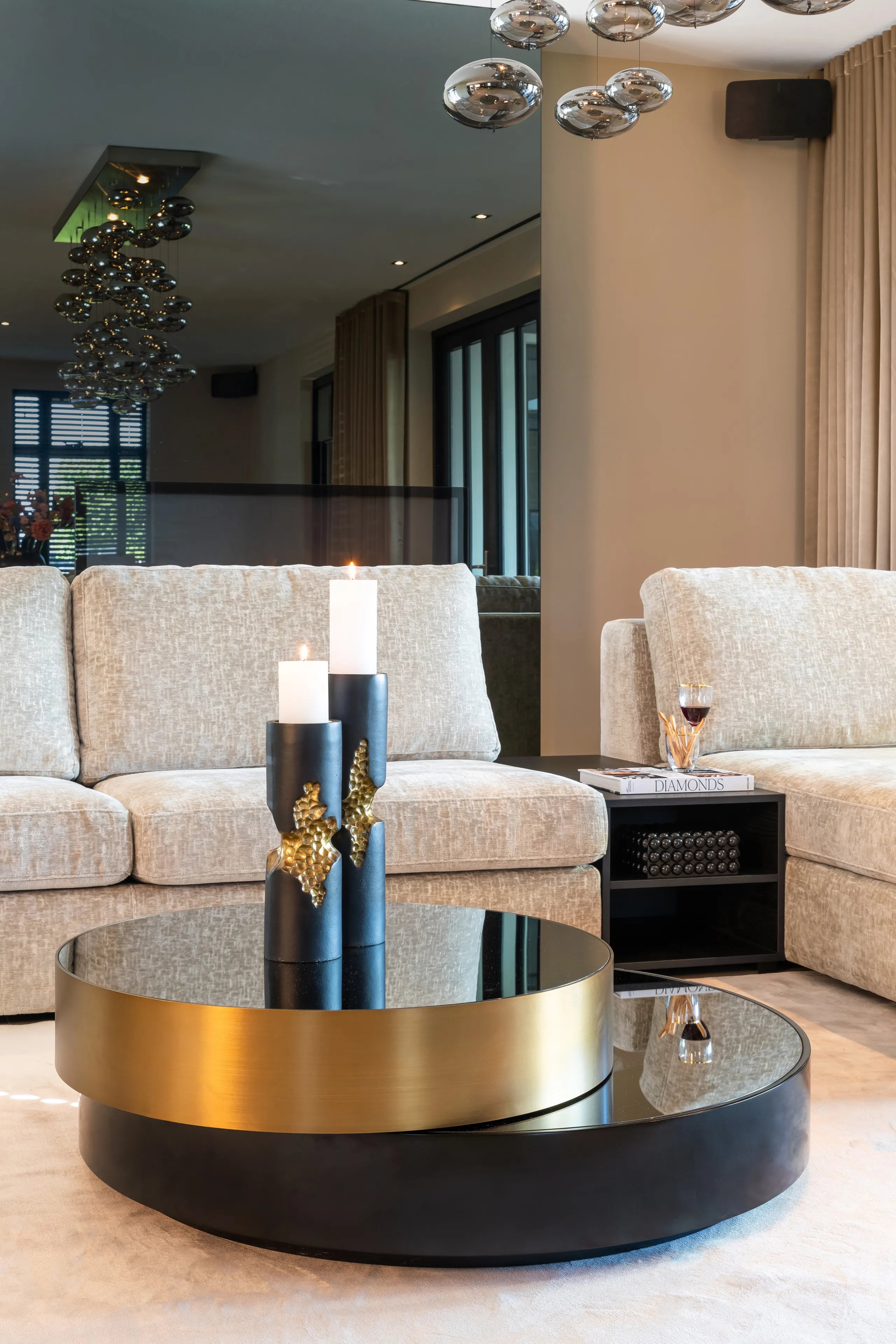 Richmond Interiors Slice Black & Gold Coffee Table