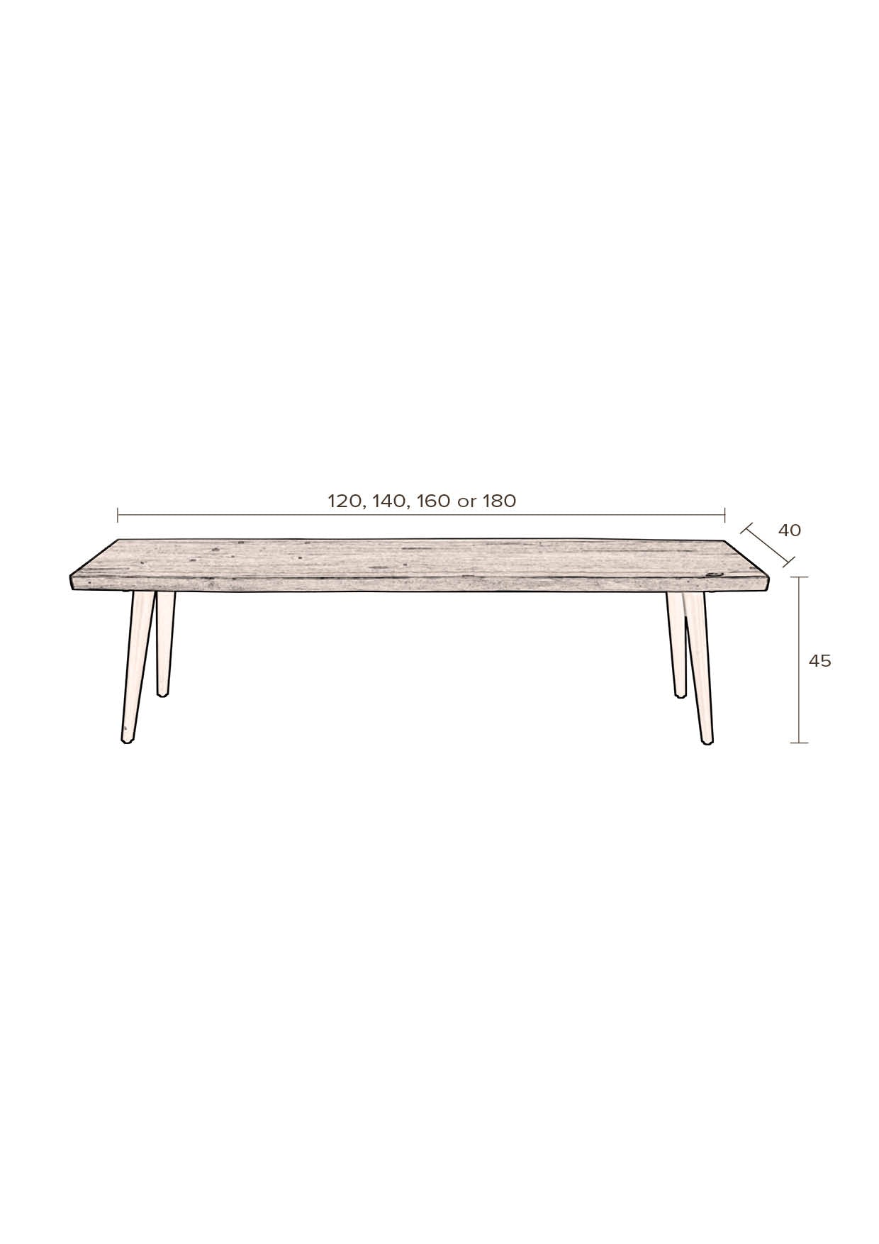 Dutchbone Alagon Walnut Brown Wood Dining Bench 180cm