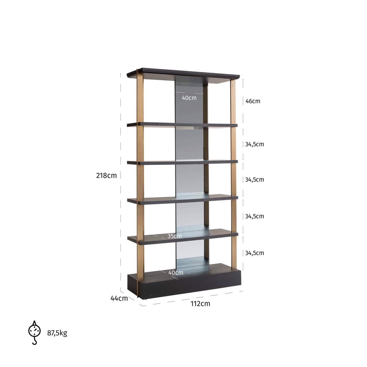 Richmond Interiors Rigley Black & Gold Mirrored Display Unit