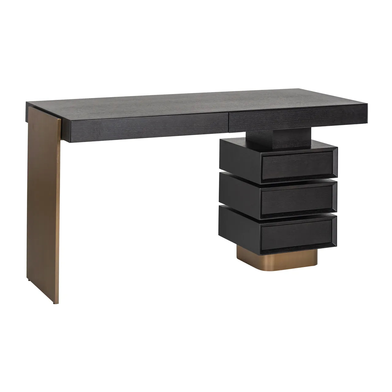 Richmond Interiors Connar Charcoal Black & Gold Desk