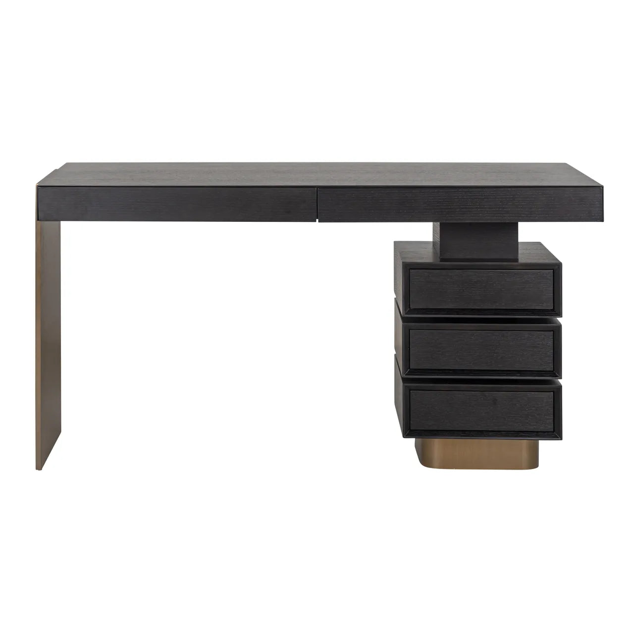 Richmond Interiors Connar Charcoal Black & Gold Desk