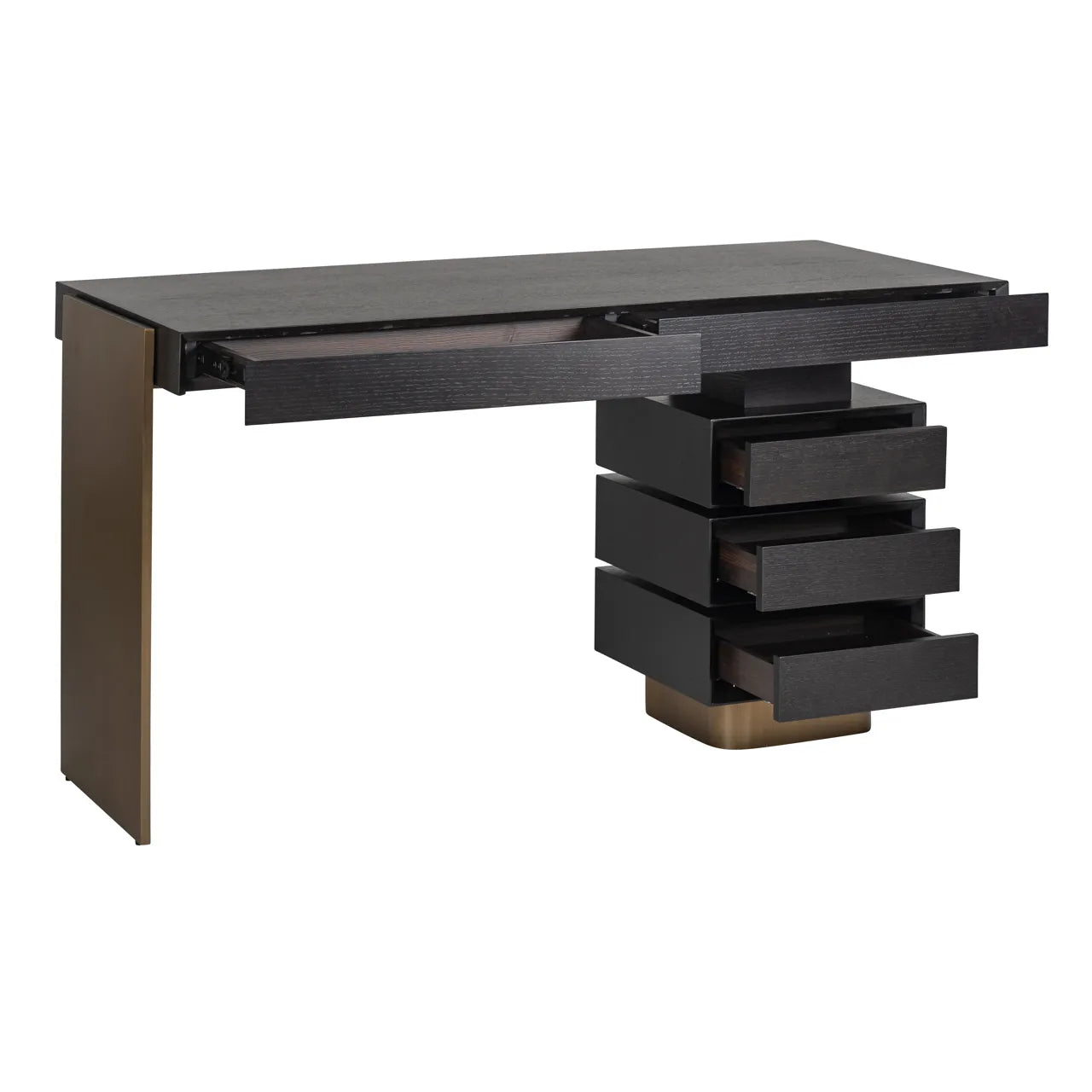 Richmond Interiors Connar Charcoal Black & Gold Desk