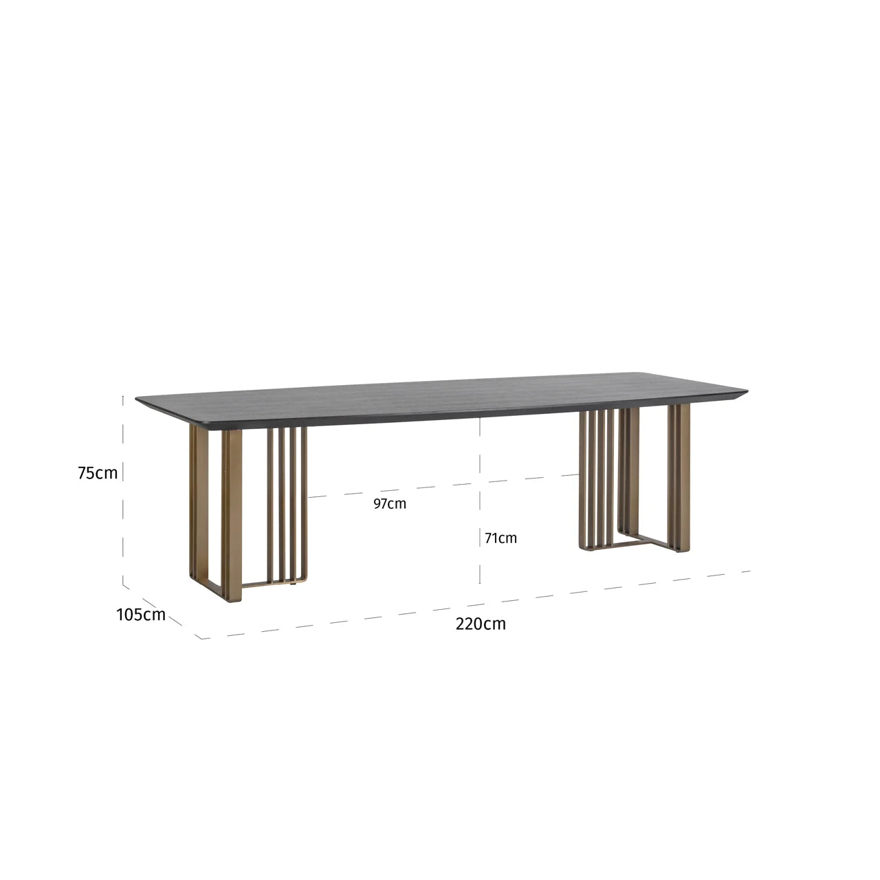 Richmond Interiors Maverick Black Oak Wood Rectangle Dining Table 220cm