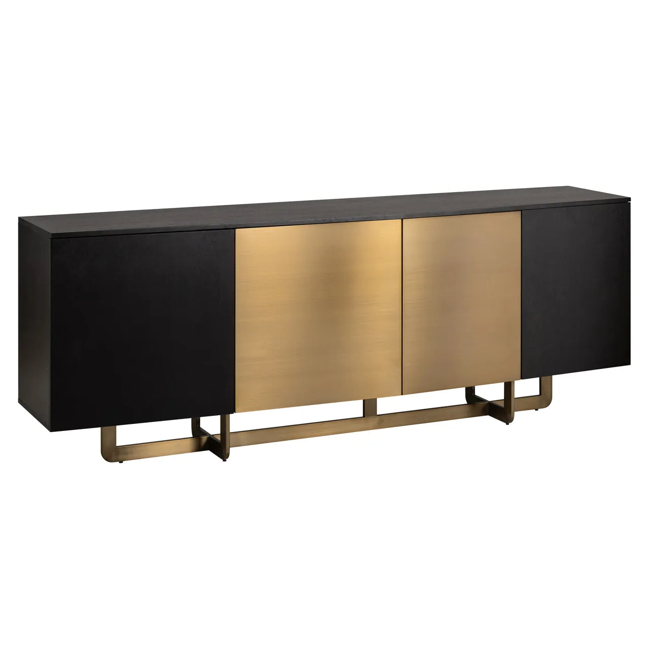 Richmond Interiors Dax Black Oak Wood & Gold Sideboard