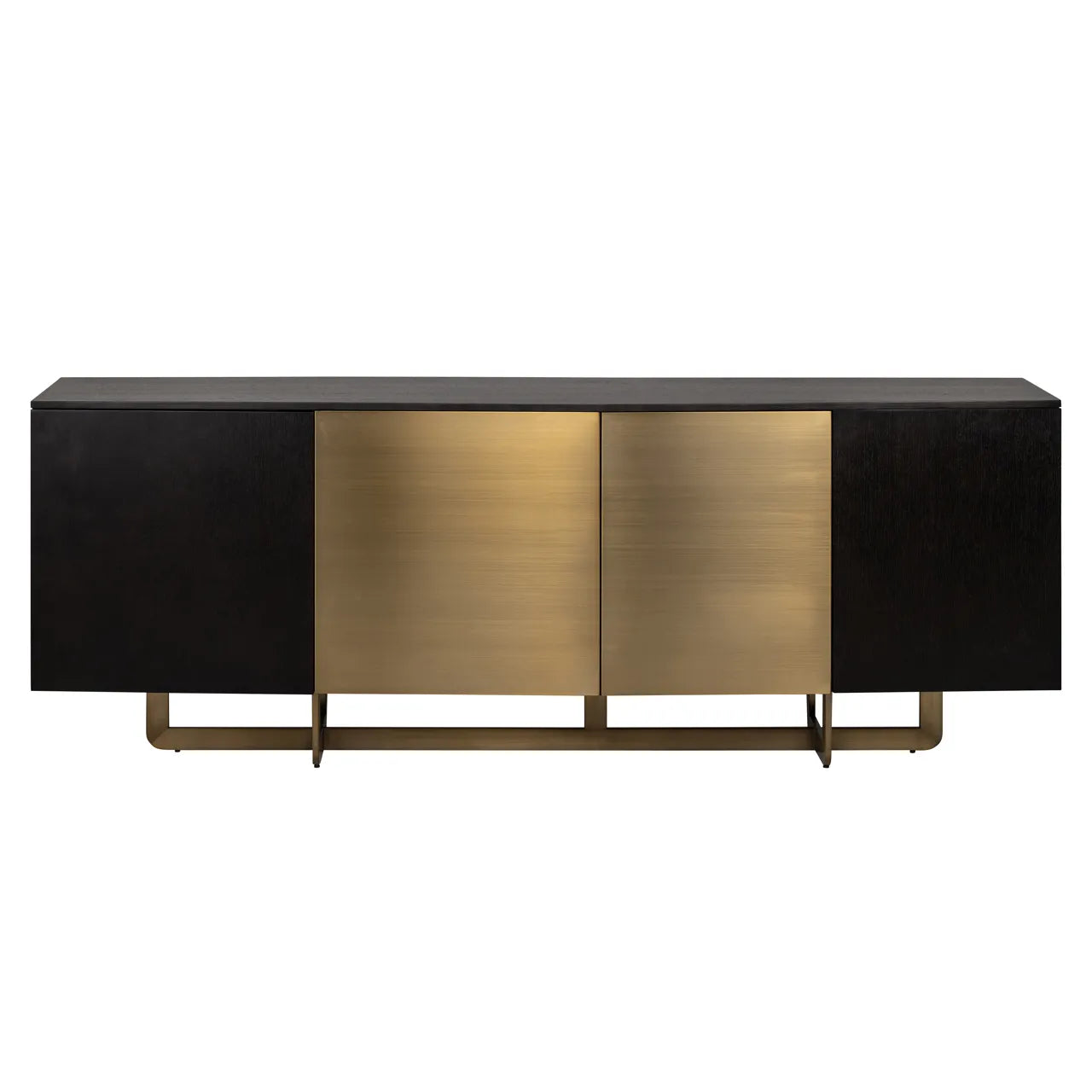 Richmond Interiors Dax Black Oak Wood & Gold Sideboard