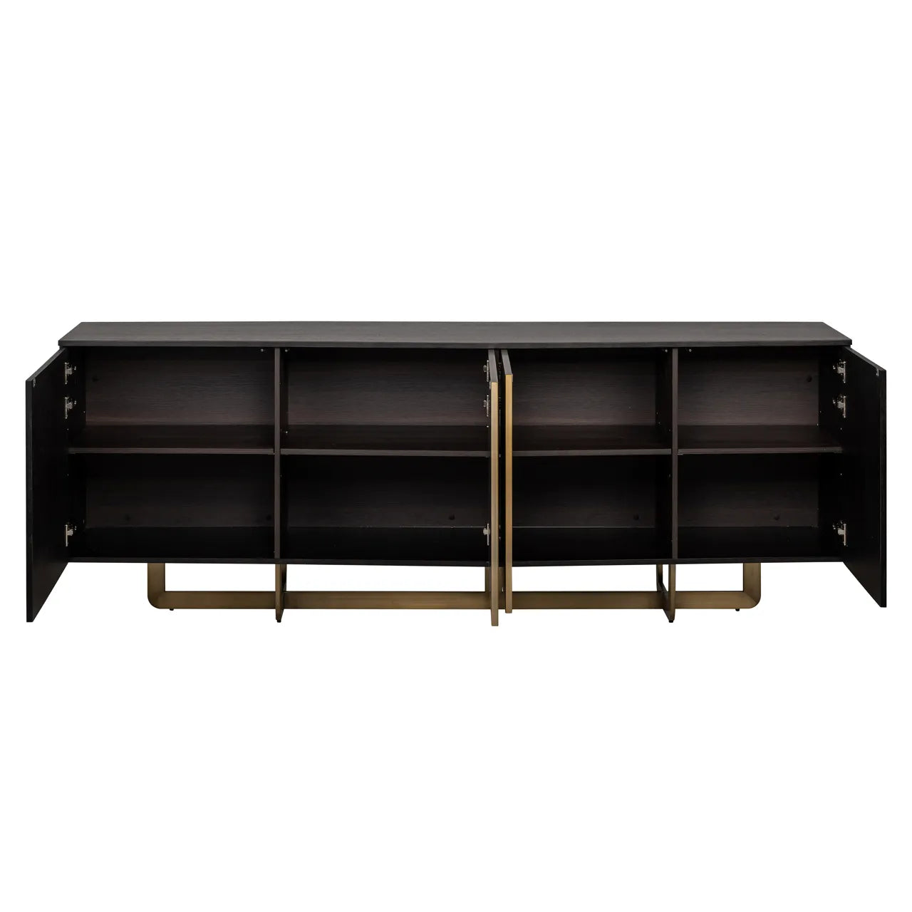 Richmond Interiors Dax Black Oak Wood & Gold Sideboard