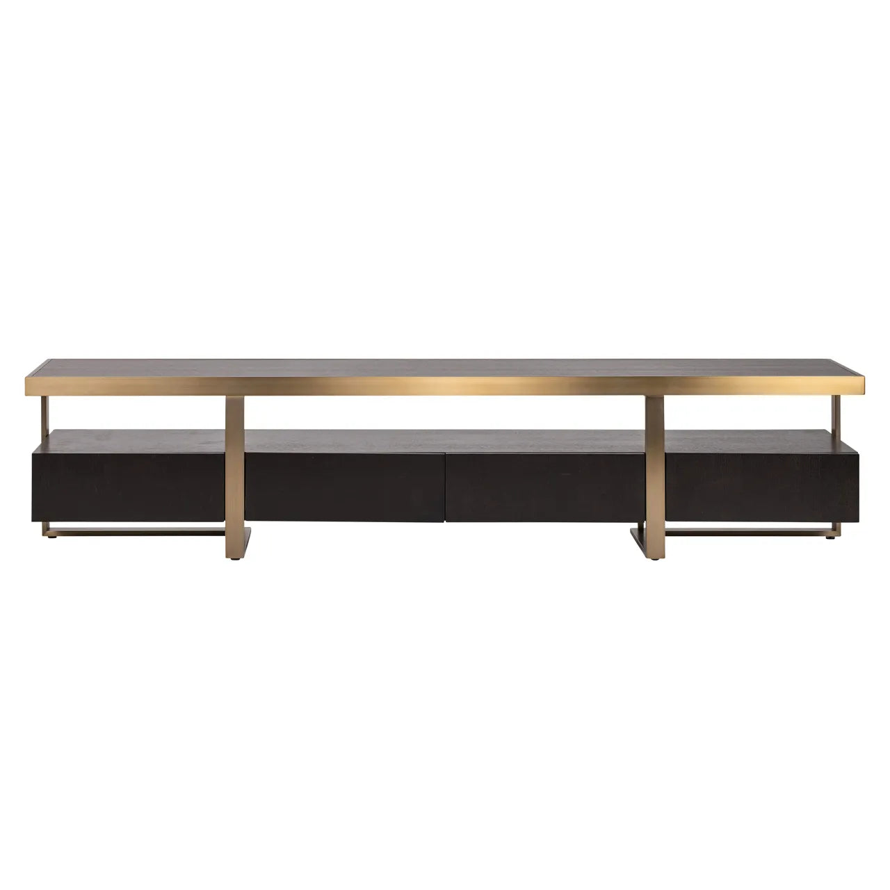 Richmond Interiors Diddley Black Oak Wood & Gold TV Unit