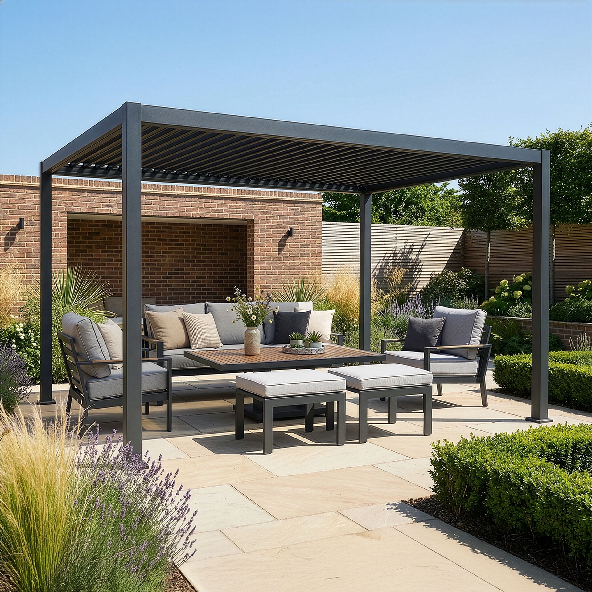 Jupiter Pergola Grey Aluminium Rectangular 30x40