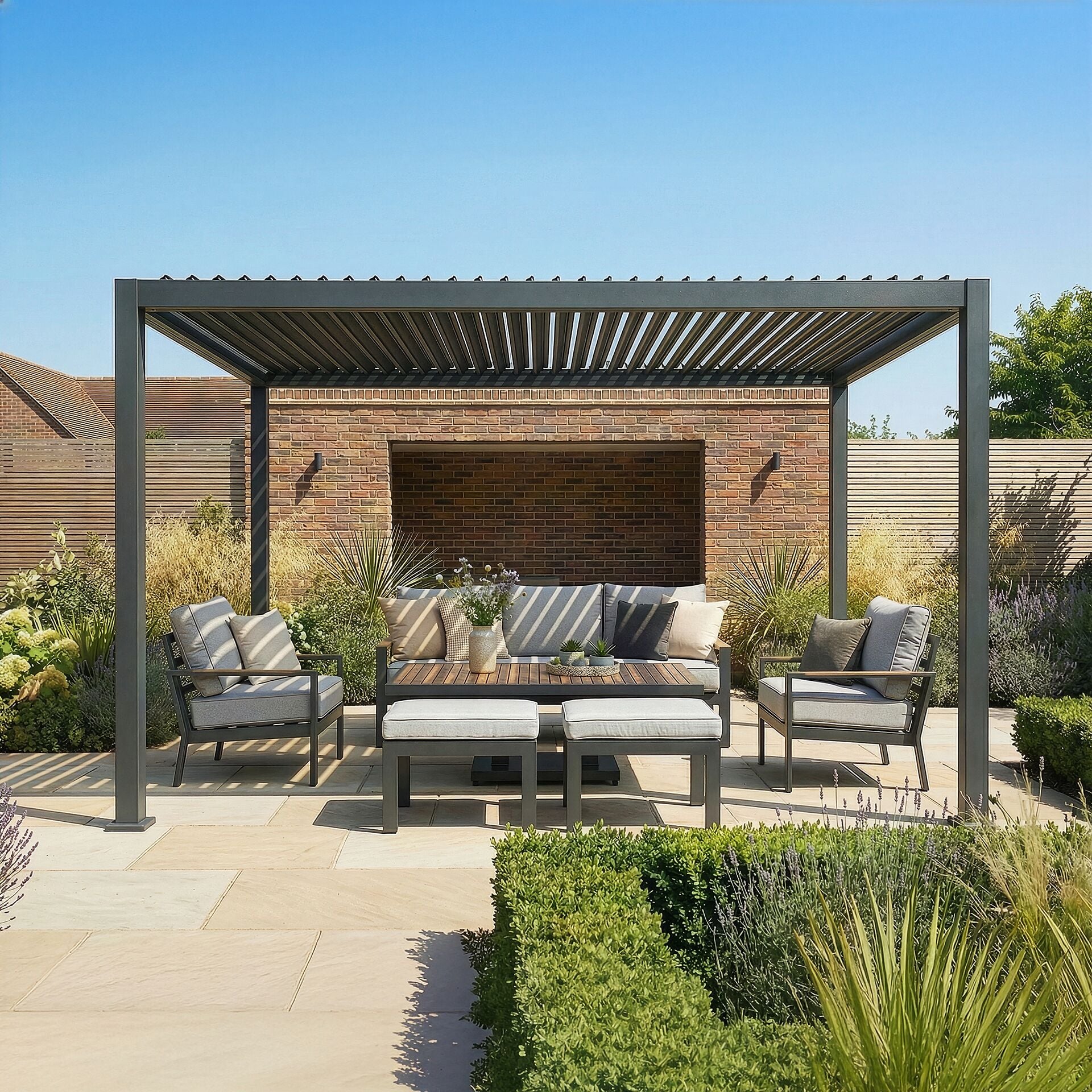 Jupiter Pergola Grey Aluminium Rectangular 30x40