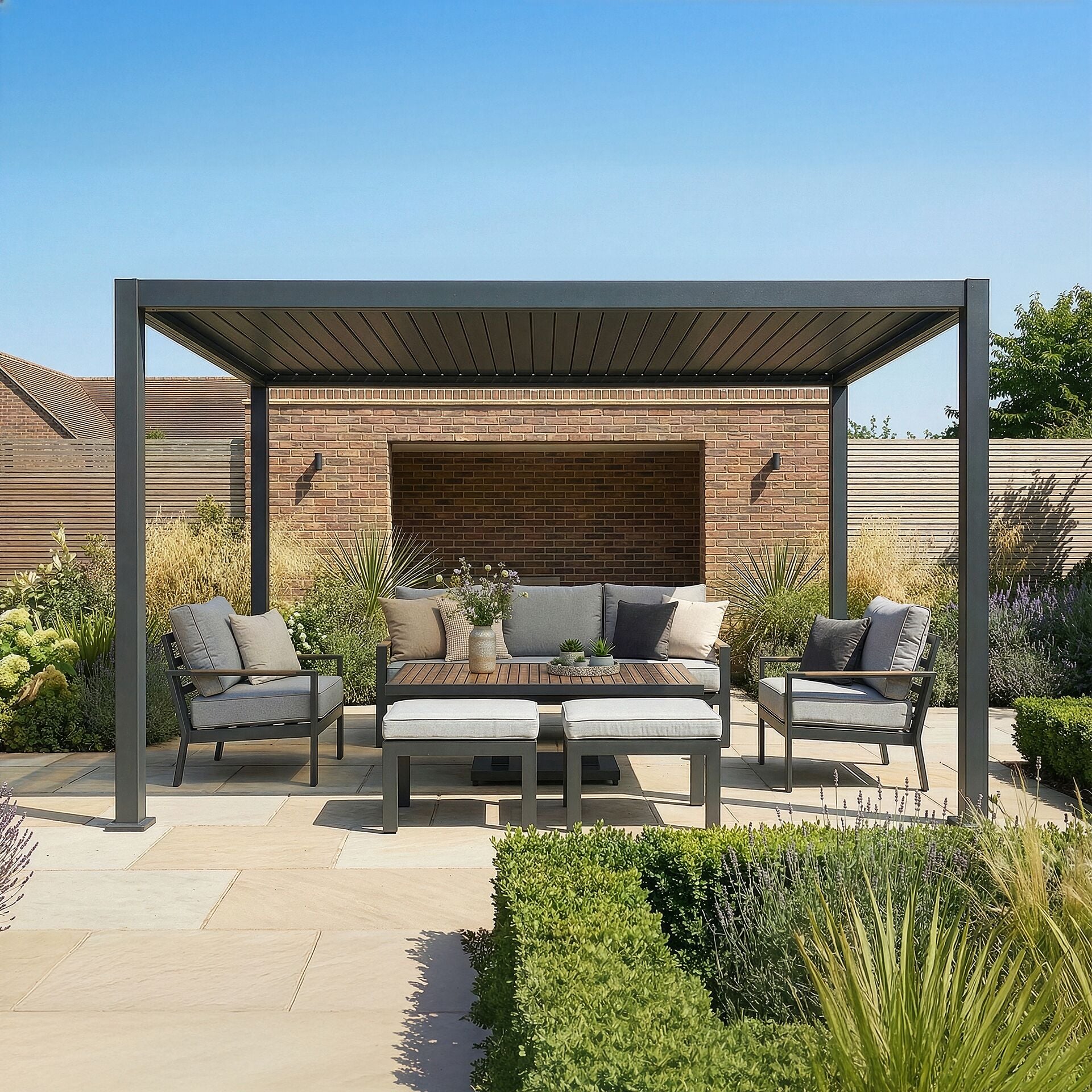 Jupiter Pergola Grey Aluminium Rectangular 30x40