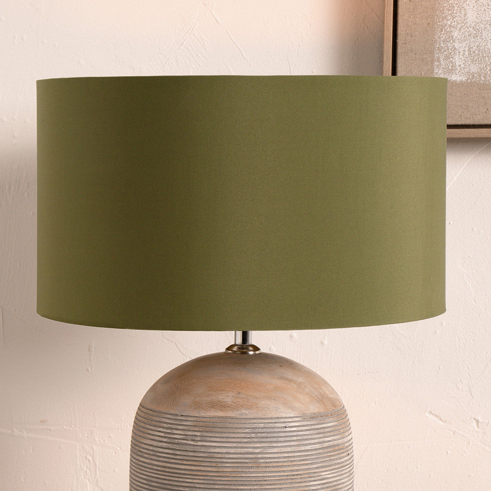 Harry 45cm Sage Green Poly Cotton Cylinder Drum Lampshade