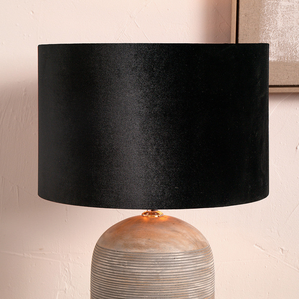 Bow 30cm Black Velvet Cylinder Lampshade