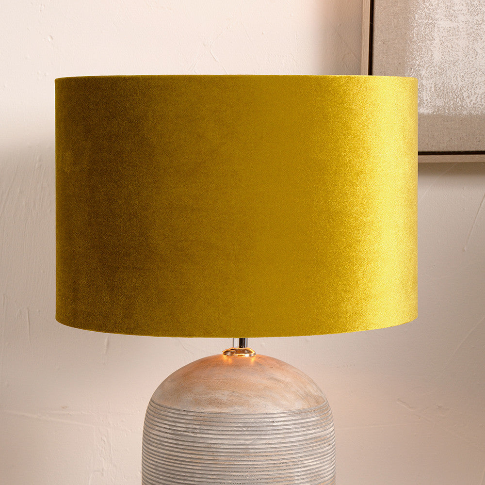 Bow 30cm Mustard Velvet Cylinder Lampshade