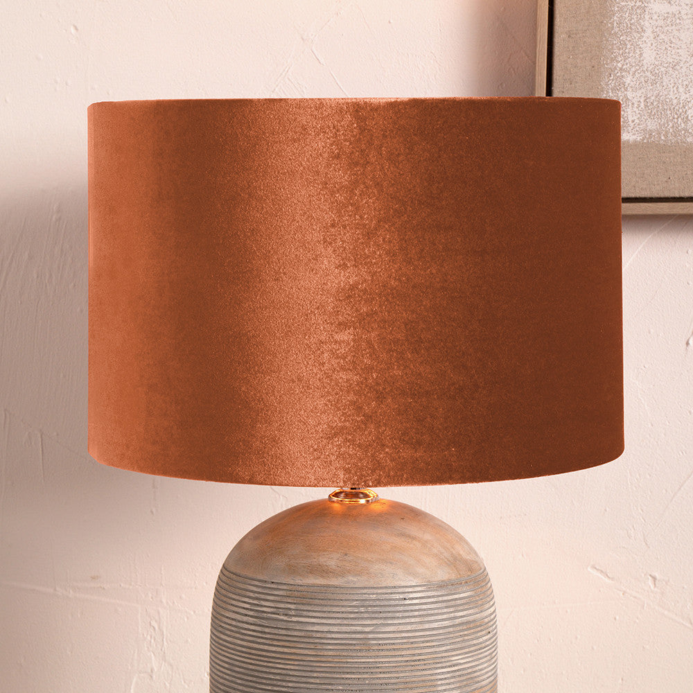 Bow 25cm Tobacco Velvet Cylinder Lampshade