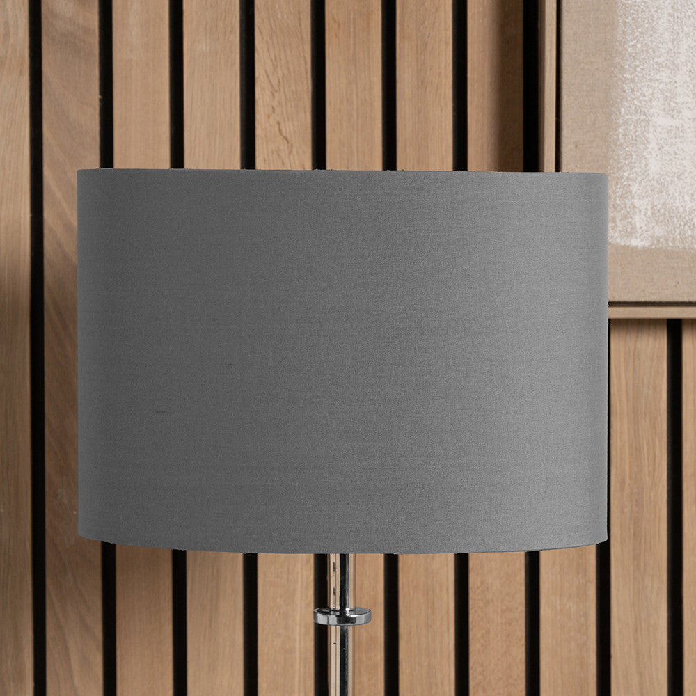 Mia 40cm Steel Grey Oval Poly Cotton Lampshade