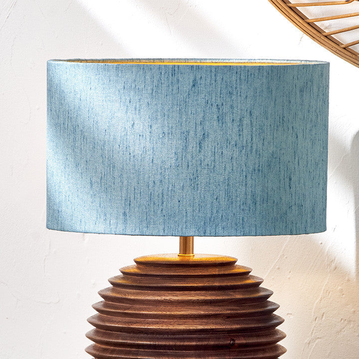 Stellan 35cm Duck Egg Slubbed Faux Silk Gold Lined Cylinder Lampshade